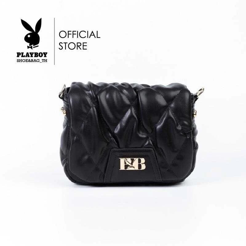 Playboy:รุ่นbubble Bagกระเป๋าสะพายข้างผู้หญิงรหัสst-Bs243pb111 ดีไซน์ทรงหมอนบุนวมหนังจีบ สายสะพาย2สาย